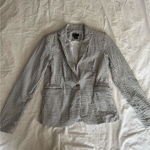 Jones New York Slate Blue and White Striped Blazer